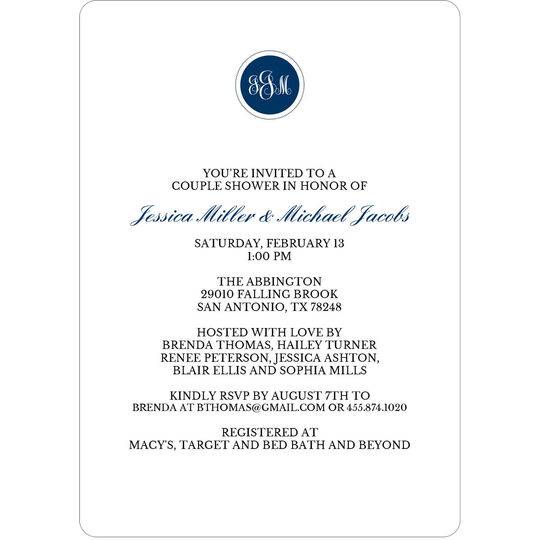 Circle Initials Shower Invitations